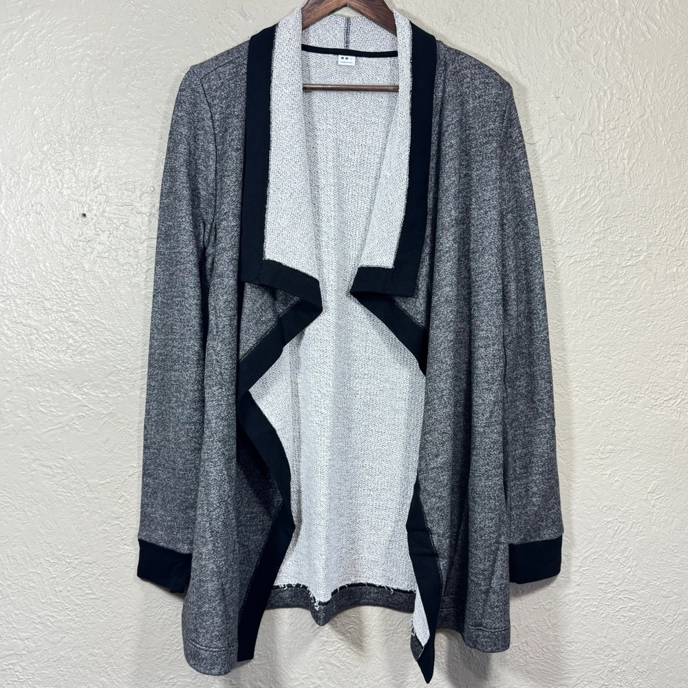 Three Dots Terry Cardigan‎ Lg Open Drape Tunic USA Made Minimalist Lagenlook Art